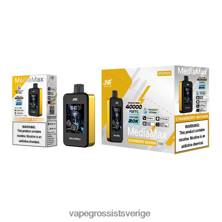 Vape Grossist - JNR MediaMax 40k puff 00LRR16 jordgubbsbanan