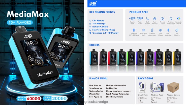 Vape Pod Wholesale - JNR MediaMax 40k puff 00LRR19 miami mynta